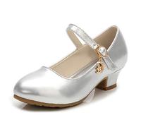 YOSICIL Zapatos de niña Tacones Altos para niñas los Zapatos marijen Vienen Vestidos de Bodas, Fiestas, cumpleaños de Princesas y Navidad,Plateado,36 EU