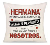 Yoskiasd Hermana Intentamos Encontrar Funda de Cojín Regalos para Mujer Chicas de Mayor Pequeña Hermanas Regalos de Graduación Inspirador Funda de Almohada de Cumpleaños Navidad (Hermana)