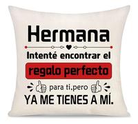 Yoskiasd Hermana Intenté Encontrar Mujer Chicas Funda de Cojín Regalo del Mayor Pequeña Hermanas Hermanita Inspirador Graduación Regalos de Cumpleaños Navidad (Hermana-a)