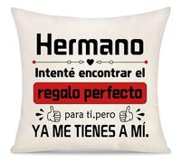 Yoskiasd Hermano Intenté Encontrar Hombre Chicos Funda de Cojín Regalo del Mayor Pequeño Hermanos Inspirador Graduación Decorativo Regalo de Cumpleaños Navidad (Hermano-a)