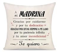Yoskiasd Regalos Creativos para Madrinas Funda de Cojín para Madrinas Funda de cojín Decorativo de Parte de la Hija o el Hijo Regalo de Cumpleaños Regalos para el día de la Madre (Madrina)