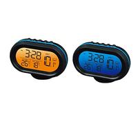 Yosoo 12V Termómetro digital del voltímetro del reloj de alarma del monitor, multifuncional Autometer voltaje del reloj de congelación Medidor de temperatura, medidor de detector de reloj LCD monitor de la batería Pantalla LED(azul)