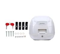 Yosoo Caja Trasera para Motocicletas, Caja de Equipaje Universal Impermeable de 32L, Estuche de Almacenamiento, Portabolsas para Casco con Cerradura y Accesorios de Montaje. (Blanco como la Nieve)