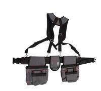 Yosoo Cinturón de Herramientas para Carpintero, Cinturón de Herramientas para Electricista de Tela Oxford 600D con Tirantes, Bolsillos, Bolsa con Cintura Ajustable para Trabajadores