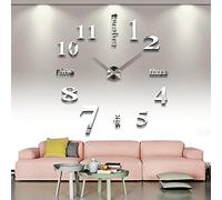 Yosoo DIY Fortuna Reloj de Pared acrílico 3D Espejo Final Pegatinas Pared Adhesivo Salón decoración Reloj Habitaciones Decoración, TYP 2-Silber