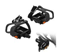Yosoo Health Gear 1 par de Pedales de Plataforma de Bicicleta para Bicicleta estática, Bicicleta giratoria y Bicicletas para Exteriores, Pedales de Bicicleta con Pinza para el Dedo del pie y Correas