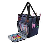 Yosoo Health Gear Bolsa de Almacenamiento para Tejer, Organizador de Agujas de Ganchillo de Hilo de Tela Oxford con Múltiples Compartimentos Internos, para Suministros de Costura y Herramientas