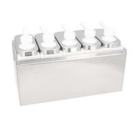 Yosoo Health Gear Bomba Dispensadora de, Estación de Bombeo de Condimentos de Acero Inoxidable con 5 Recipientes Extraíbles de 1 Litro, Prensa Cuantitativa de 35 Ml para Cocina, Restaurante,