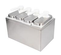 Yosoo Health Gear Bomba Dispensadora de, Estación de Bombeo de Condimentos de Acero Inoxidable con 5 Recipientes Extraíbles de 1 Litro, Prensa Cuantitativa de 35 Ml para Cocina, Restaurante,