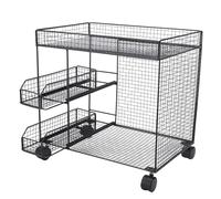 Yosoo Health Gear Carrito de Cocina de 5 Niveles con Mesa, Ruedas de Cierre de Bocadillos Enrollables, Cesta de Almacenamiento de Vegetales de Frutas y Tazones para Tapa Superior de Metal, Estante