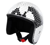 Yosoo Health Gear Casco de Discoteca Casco de Disfraz de ABS de Vidrio Reflectante con Visera Retráctil de Fiesta Punk Hecho a Mano para Efecto de Bola de Discoteca Actuació