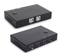 Yosoo Health Gear Conmutador KVM USB 2.0 Dispositivo Compartido 2 Entradas y 4 Salidas UK204, Conmutación Manual de Botones, Transferencia de Datos a 480 Mbps, Plug and Play para Teclado, Ratón,