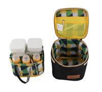 Yosoo Health Gear Contenedores de Especias para Camping, Kit de Especias de Viaje ABS con 7 Cajas y Tapas Giratorias, Bolsa de Almacenamiento Oxford, Bolsillos Laterales, para Barbacoa, Picnic,