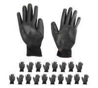 Yosoo Health Gear de Trabajo Recubiertos de PU, de Punto de Nailon Antiestáticos, 10 Pares, Agarre de Palma de PU, Diseño de Puño de 5 Dedos para Montaje Manual, Inspección de Productos de (Negro 9L)