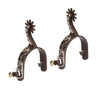 Yosoo Health Gear Espuelas Occidentales, Espuelas de Vaquero, Decoración Tallada Vintage, 2 Piezas, Espuelas de Caballo de Acero Sólido con bajo Contenido de Carbono con Engranaje Giratorio, Color