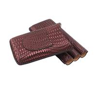 Yosoo Health Gear Estuche para Cigarros de Cuero con 3 Dedos, Estuche para Cigarros de Cuero de Viaje Portátil con Patrón Tejido para 3, Bolsillo Frontal para Cortador, Soporte Liviano de 17 X 9 Cm