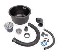 Yosoo Health Gear Fregadero de Cocina Redondo, Mini Fregadero de Barra de Acero Inoxidable de un Solo Tazón con Accesorios de Drenaje, de Cocina Duradero para Renovación del Hogar (Nano diamante