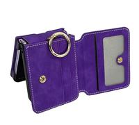 Yosoo Health Gear Funda para Teléfono, Cubierta de Cuero de PU con Soporte de Anillo y Ranura para Tarjeta, PC Plegable Más Protección de PU a Prueba de Golpes con Recortes Precisos para Usuarios de