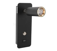 Yosoo Health Gear Lámpara de Pared LED, Luz de Lectura Montada en la Pared con Puerto USB, para Mesita de Noche, Dormitorio, Sala de Estar, Uso con Cable Giratorio de 4000K