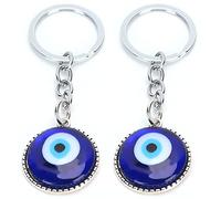 Yosoo Health Gear LLavero de Ojo Malvado de 2 Uds, Amuleto de Esmalte de Color de Aleación, Llavero de Ojo Malvado, Adorno Colgante Azul para Protección de la Buena Suerte