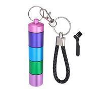 Yosoo Health Gear Llavero de Tubo de Almacenamiento de Metal, Contenedor de Viaje de 4 Compartimentos, Aleación de Aluminio Ligera, para Actividades Al Aire Libre