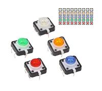 Yosoo Health Gear Mini Pulsador Momentáneo ABS Botón de Interruptor Táctil DC 12 V con Lámpara LED 50 Piezas 5 Colores 12 X X 7,3 Mm para Paneles de Control Electrónica de Bricolaje a -13 a 185 °F