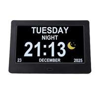 Yosoo Health Gear Reloj Calendario Digital de 7 Pulgadas, Visualización de Fecha Electrónica ABS con Control Remoto, Pantalla IPS de 800x480, 5 Niveles de Brillo, 3 Modos para Personas Mayores en el