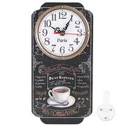 Yosoo Health Gear Reloj de Pared Rectangular con Péndulo, Estilo Retro, Decoración para Bar, Café, Cocina, Sala, Material de Plástico Imitación Madera, Operado por Batería