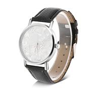 Yosoo Health Gear Reloj de Pulsera de Cuarzo para Mujer, Correa de Cuero PU, Esfera Redonda con Patrón de Mariposa, Analógico, Negro
