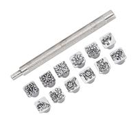 Yosoo Health Gear Set de 12 Piezas de Sellos Artesanales de Cuero, Herramientas de Punzón con Diseño de Flores de la Dinastía Tang, Estampado DIY con Mango
