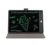 Yosoo Health Gear Tableta de Escritura LCD de 12 Pulgadas, Bloc de Dibujo Electrónico Reutilizable con Bolígrafo y Estuche de PU para Redactar Notas y Tomar Notas en Casa Oficina