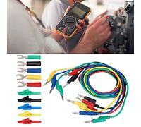 Yosoo Kit de Prueba de Enchufe Tipo Banana, Cables de Prueba Tipo Banana de Silicona de Colores para Multímetro, Eléctricas Profesionales con Clips Aislados y Sondas en U para Laboratorio y