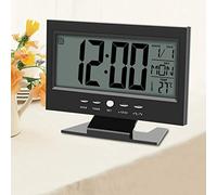 Yosoo Multifunción Control de Sonido Gran Pantalla LCD Digital Reloj Mesa Escritorio Tiempo de Reloj Despertador con Calendario semanal indicador de Temperatura Snooze Relojes