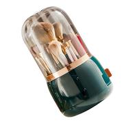 Yosoo Organizador de Brochas de Maquillaje, Contenedor Giratorio a Prueba de Polvo, Gran Capacidad para Cosméticos en Casa y Viajes (Verde Oscuro)