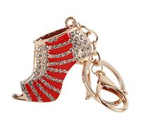 Yosoo Porte Clef Strass, Señora Regalo Rhinestone Stiletto Tacón Alto Zapato Cristal Azul Esmalte Llavero Multicolor Esmalte Oro