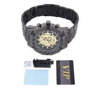 Yosoo Reloj de Acero Inoxidable Hueco con Calavera Luminosa para Hombre, Individualidad, Cumpleaños, Aniversario (oro negro)