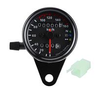 Yosoo Velocímetro Universal para Motocicleta, Carcasa de Metal, Luces Indicadoras LED, Lecturas Precisas de hasta 160 Km/h para Todas las Motocicletas de 12 V (BLACK)