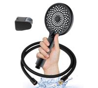 YOSSEE Alcachofa de Ducha Negra con Manguera de 1,5M Anti-Torsión - Cabezal de Ducha Universal, 3 Modos de Spray, Soporte Ajustable, Flexible y Resistente, Diseño Antifugas, Ideal para Baño