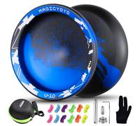 YOSTAR JoJo Profi V10 Plus, JoJo con inactividad y rodamientos, truco Yoyo para niños, yo-yo para responsivos y no responsivos, metal Yo-Yo para principiantes y adultos, con 12 cuerdas, accesorios