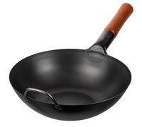 YOSUKATA Sarten Wok de Acero al Carbono 30 cm - Pre-sazonado Wok Fundo Plano - Wok Induccion Tradicional - Sin Сobertura Química - Compatible Con Cocinas de Gas, Inducción, Eléctricas y Fuego Abierto