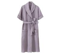 YOSUWOAI Albornoz para hombre de algodón, albornoz para sauna, ligero, cuello en V, camisa de tiempo libre, kimono de longitud media, ajuste holgado, pijama, ropa de dormir, camisón, O gris., XL