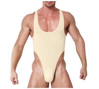 YOSUWOAI Body para hombre, camiseta de tirantes con entrepierna para hombre, sexy, erótica, ropa interior de leotardo, ropa deportiva, ajustada, de una pieza, gimnasia, monocolor, ropa moldeadora