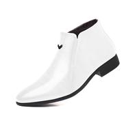 YOSUWOAI Botas de cuero para hombre, botas cortas de negocios, zapatos de traje con cremallera, zapatos Oxford con punta de ala, botines, zapatos de dedo del pie, zapatos formales, zapatos de negocios