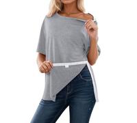 YOSUWOAI Camisa para mujer y hombre, operaciones de hombro para arrancar, parte superior después del manguito de los rotadores Chemo-Port Ropa adaptativa suave y cómoda Camisetas, O Gris Claro, L