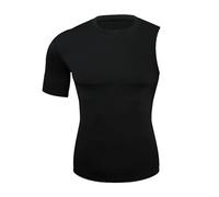 YOSUWOAI Camiseta de compresión para hombre con una manga, protección UV, capa base, secado rápido, transpirable, deportiva, fitness, gimnasio, entrenamiento, entrenamiento, O negro., S