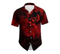 YOSUWOAI Camiseta de Halloween para hombre, camisa informal con solapa, blusa sangrienta, camiseta informal con estampado de sangre, camiseta de manga corta, S rojo, 4XL