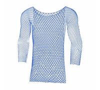 YOSUWOAI Camiseta de malla para hombre de manga larga, camiseta de manga larga, camiseta sexy de malla erótica, camiseta de manga larga, monocolor, transparente, camiseta de manga larga, camiseta