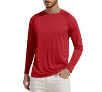 YOSUWOAI Camiseta de manga larga para hombre, protección solar, para senderismo, surf, pesca, verano, ligera, transpirable, capa base 50+ UV, camiseta de verano para playa, deportiva, con cuello