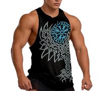 YOSUWOAI Camiseta de tirantes 3D para hombre con gráfico vikingo, camiseta de tirantes para verano, deporte, fitness, camisetas musculares, sin mangas, para correr, camiseta de axilas, transpirable