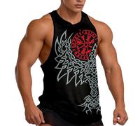 YOSUWOAI Camiseta de tirantes 3D para hombre con gráfico vikingo, camiseta de tirantes para verano, deporte, fitness, camisetas musculares, sin mangas, para correr, camiseta de axilas, transpirable